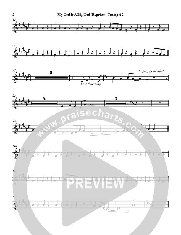 My God Is A Big God Reprise Trumpet 2 (Martha Munizzi)