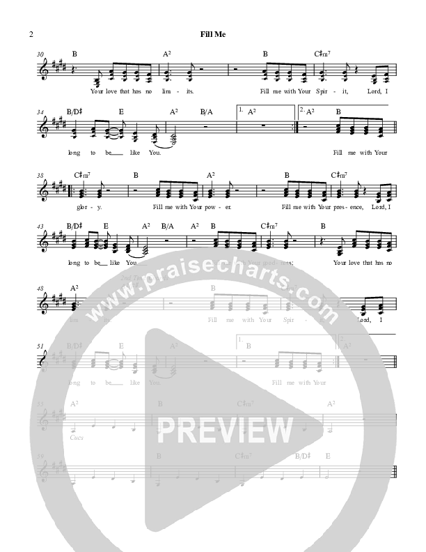 Fill Me Lead Sheet (Martha Munizzi)