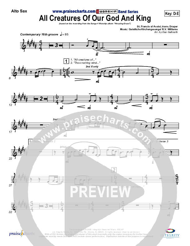 All Creatures Of Our God And King Alto Sax (Slater Armstrong)