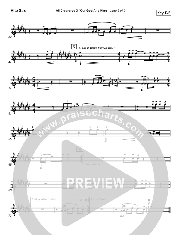 All Creatures Of Our God And King Alto Sax (Slater Armstrong)