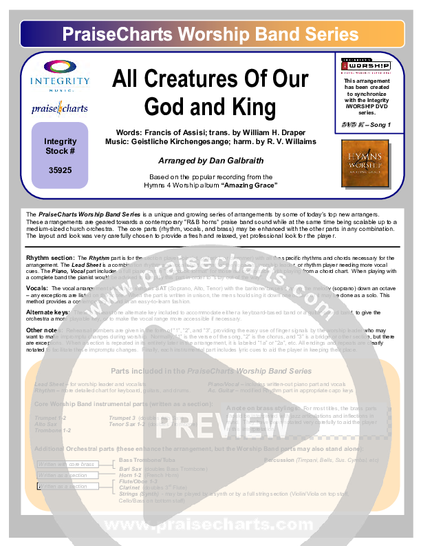 All Creatures Of Our God And King Cover Sheet (Slater Armstrong)
