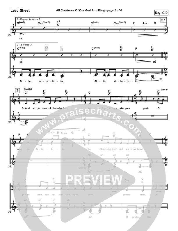 All Creatures Of Our God And King Lead Sheet (SAT) (Slater Armstrong)