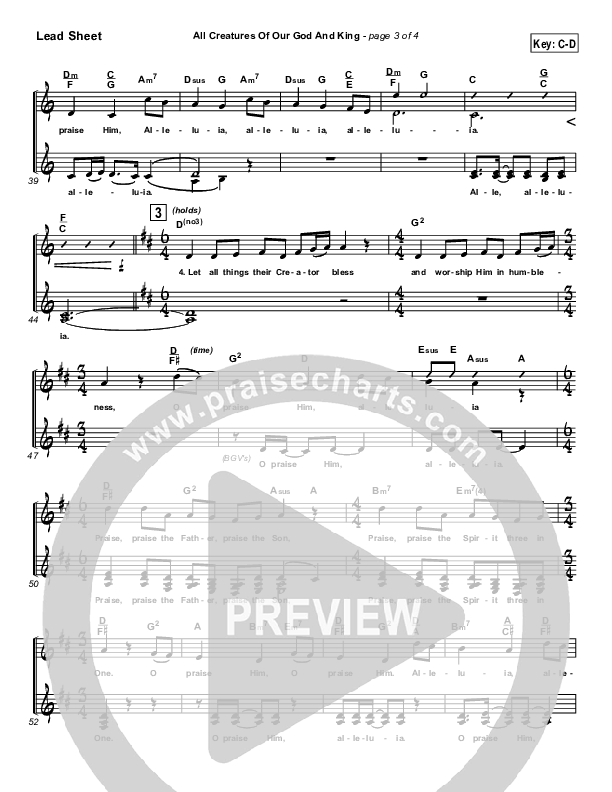 All Creatures Of Our God And King Lead Sheet (SAT) (Slater Armstrong)