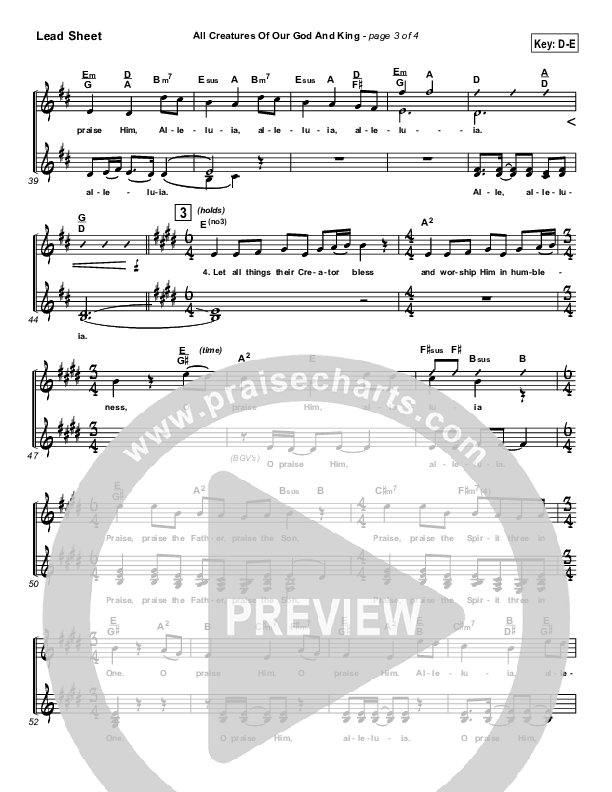 All Creatures Of Our God And King Lead Sheet (SAT) (Slater Armstrong)