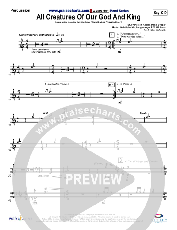 All Creatures Of Our God And King Percussion (Slater Armstrong)