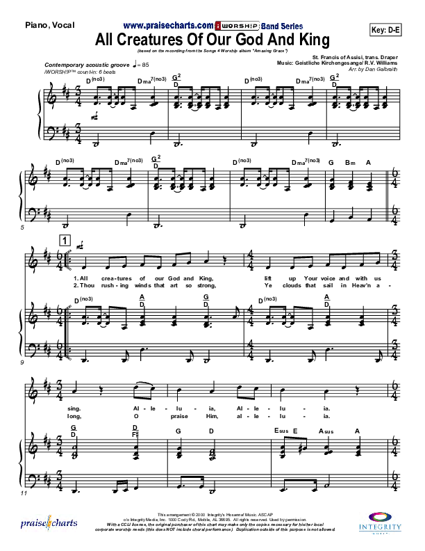 All Creatures Of Our God And King Piano/Vocal Pack (Slater Armstrong)