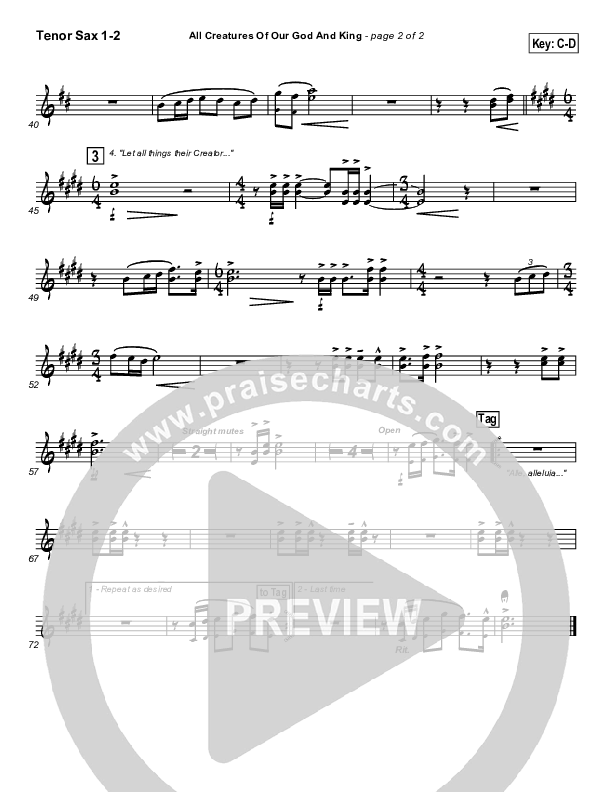 All Creatures Of Our God And King Tenor Sax 1/2 (Slater Armstrong)