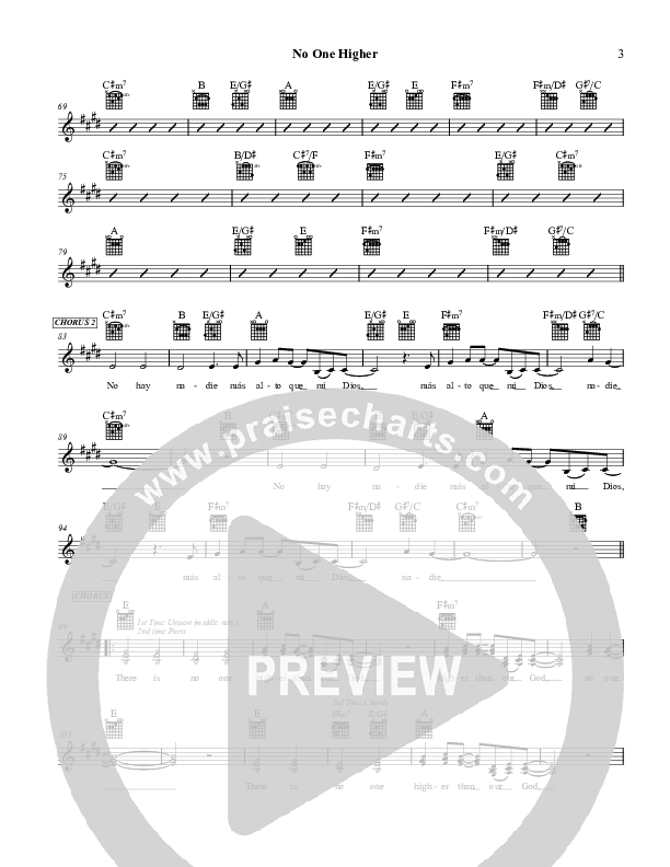 No One Higher Lead Sheet (Martha Munizzi)