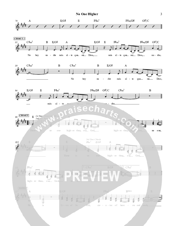 No One Higher Lead Sheet (Martha Munizzi)