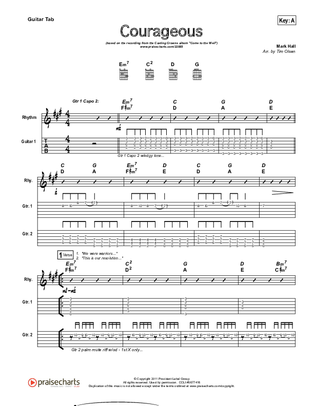 Courageous Guitar Tab (Casting Crowns)