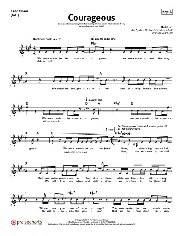 Courageous Lead Sheet (SAT) (Casting Crowns)