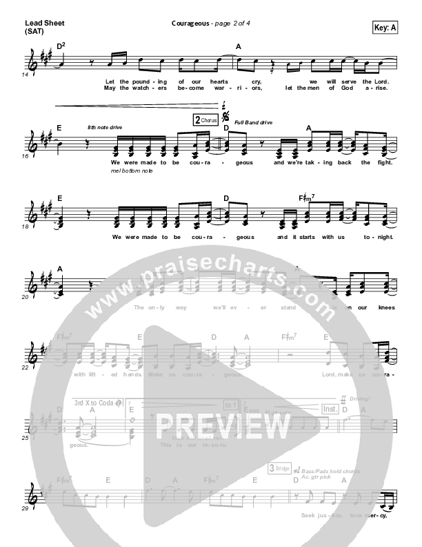 Courageous Lead Sheet (SAT) (Casting Crowns)
