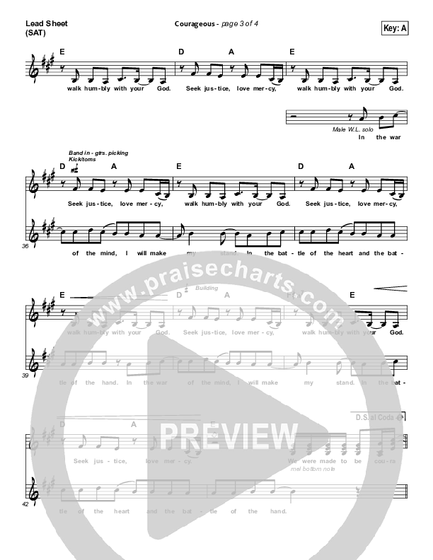 Courageous Lead Sheet (SAT) (Casting Crowns)
