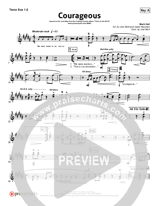 Courageous Tenor Sax 1/2 (Casting Crowns)