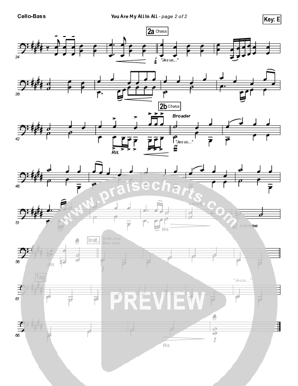 You Are My All In All Cello/Bass (Gaither Vocal Band)