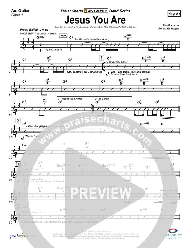 Jesus You Are Rhythm Chart (Paul Baloche)