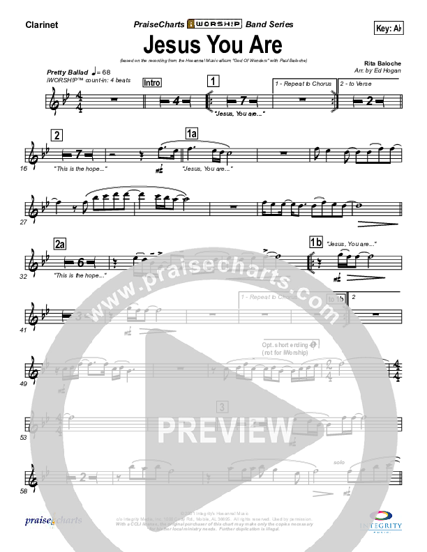 Jesus You Are Clarinet (Paul Baloche)