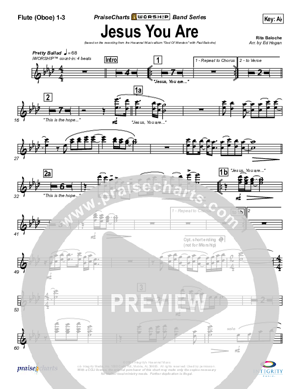 Jesus You Are Flute/Oboe 1/2/3 (Paul Baloche)