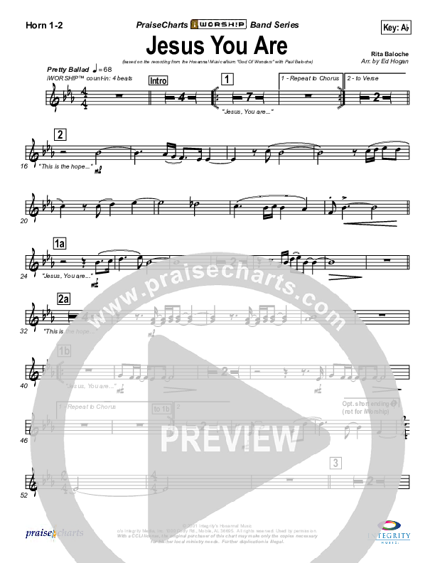 Jesus You Are French Horn 1/2 (Paul Baloche)