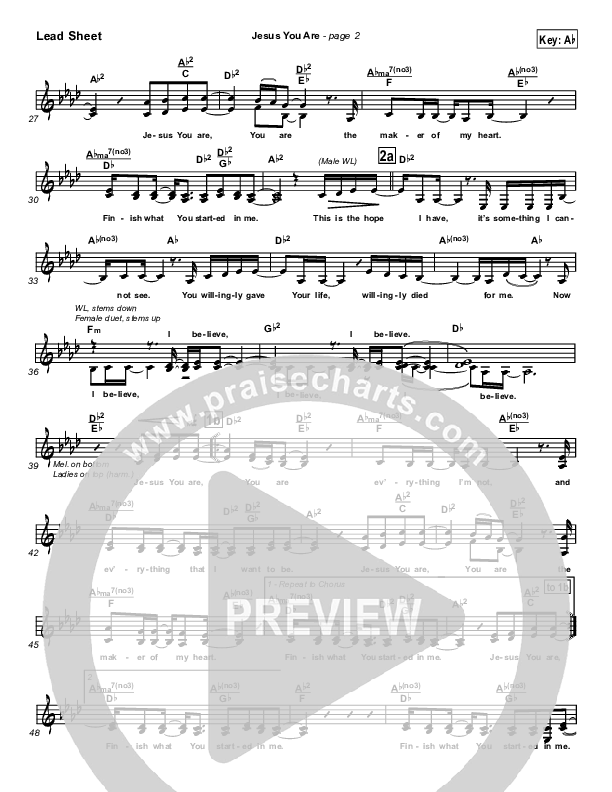 Jesus You Are Lead Sheet (Paul Baloche)