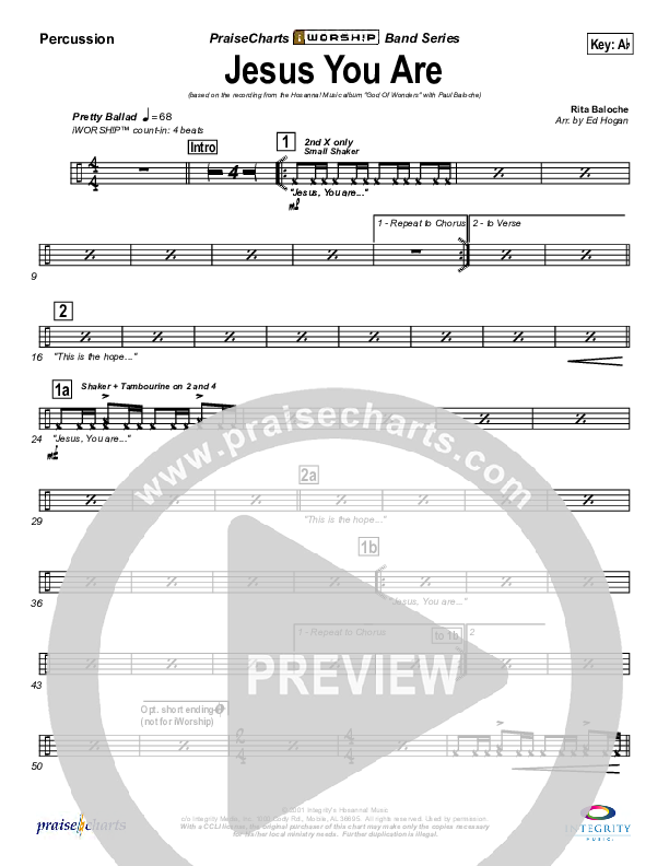 Jesus You Are Percussion (Paul Baloche)