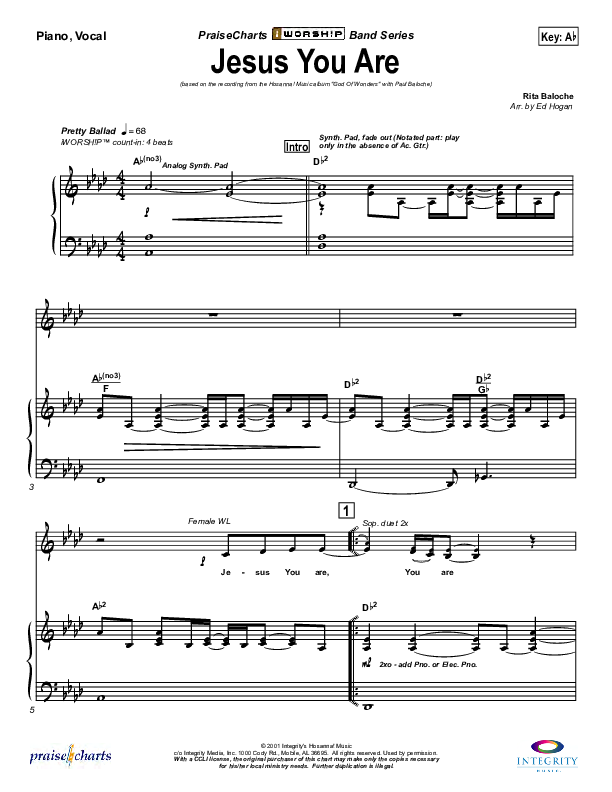 Jesus You Are Lead & Piano (Paul Baloche)