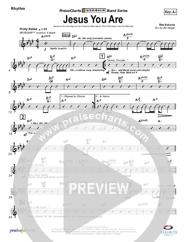 Jesus You Are Rhythm Chart (Paul Baloche)