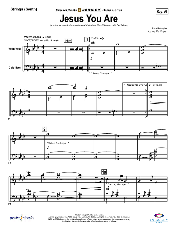 Jesus You Are Synth Strings (Paul Baloche)
