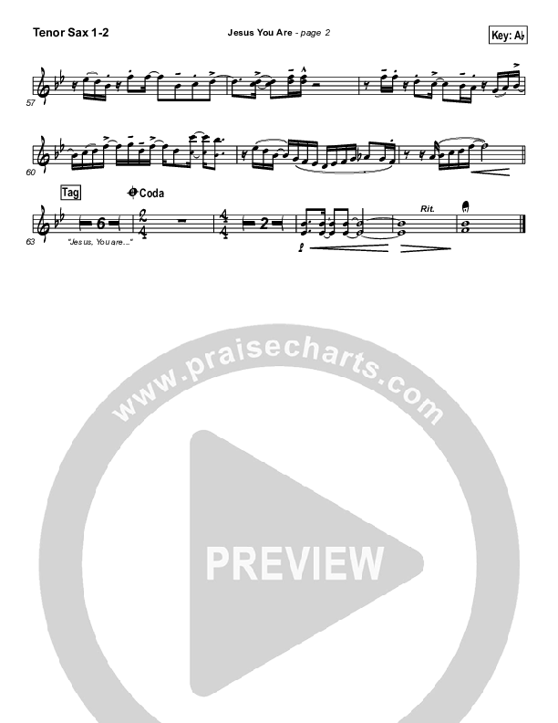 Jesus You Are Tenor Sax 1/2 (Paul Baloche)