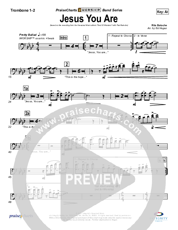 Jesus You Are Trombone 1/2 (Paul Baloche)