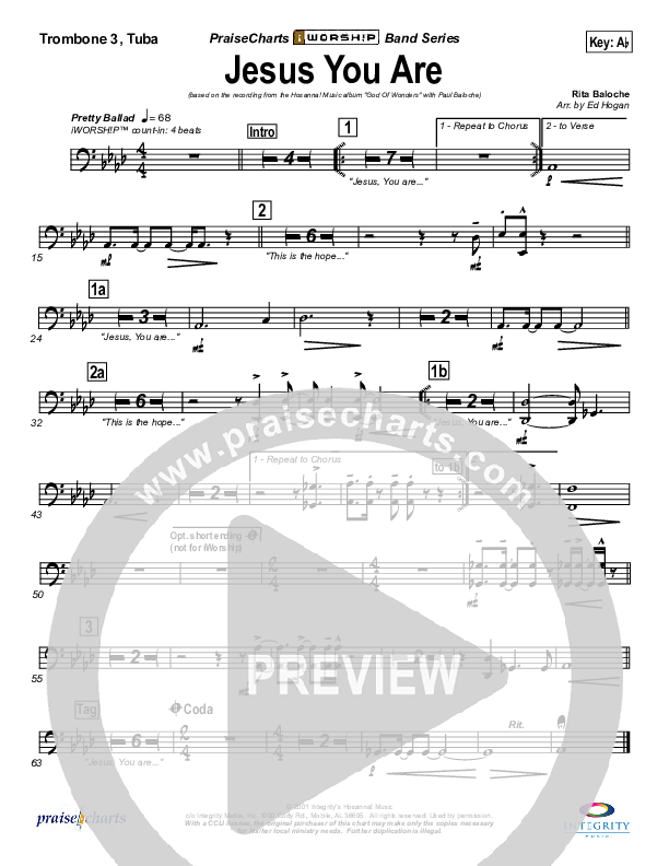 Jesus You Are Trombone 3/Tuba (Paul Baloche)