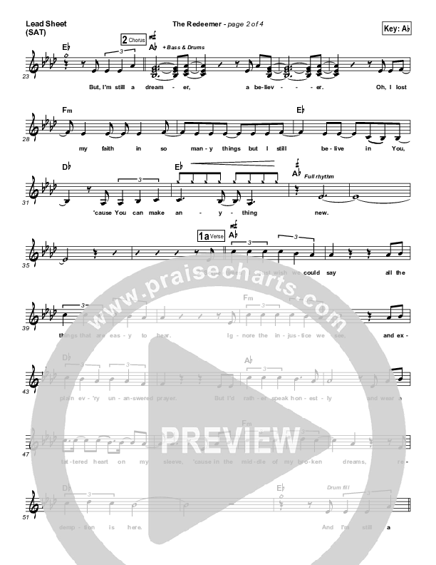 The Redeemer Lead Sheet (Sanctus Real)