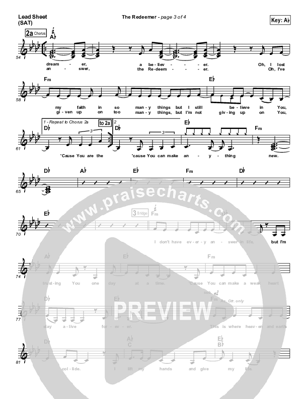 The Redeemer Lead Sheet (Sanctus Real)