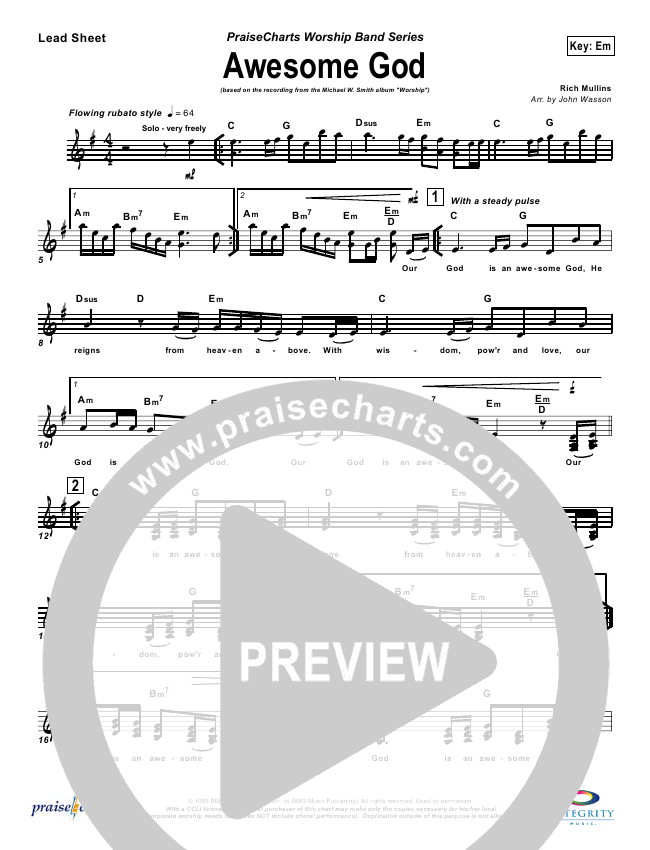 Awesome God Orchestration (Michael W. Smith) - PraiseCharts