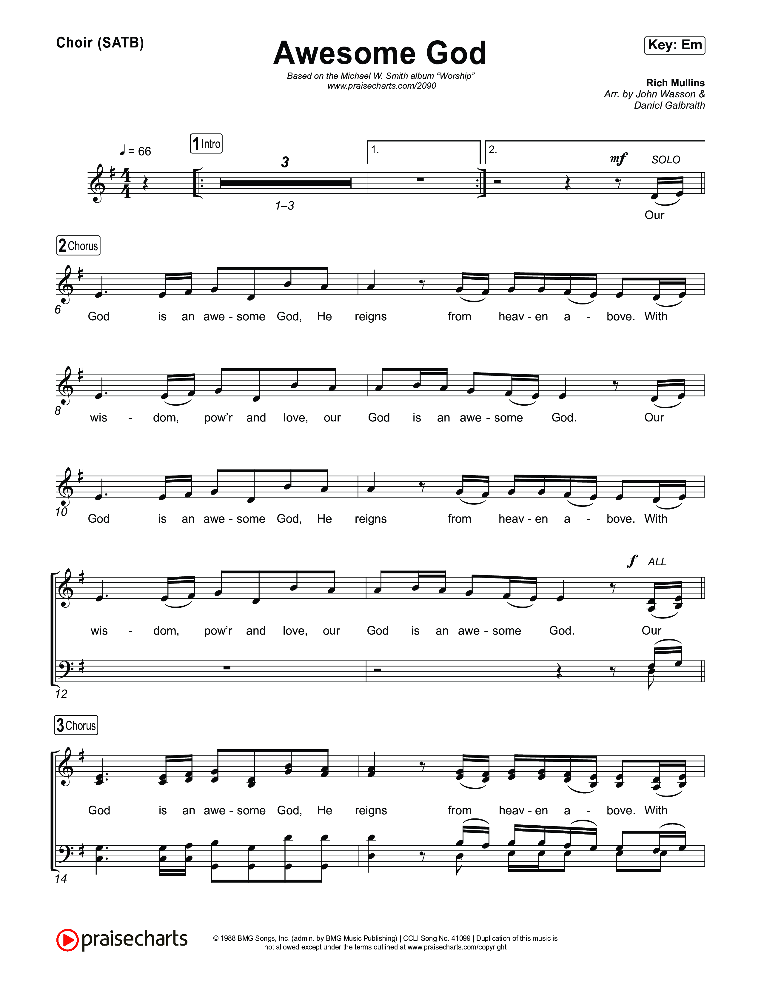 Awesome God Choir Sheet (SATB) (Michael W. Smith)