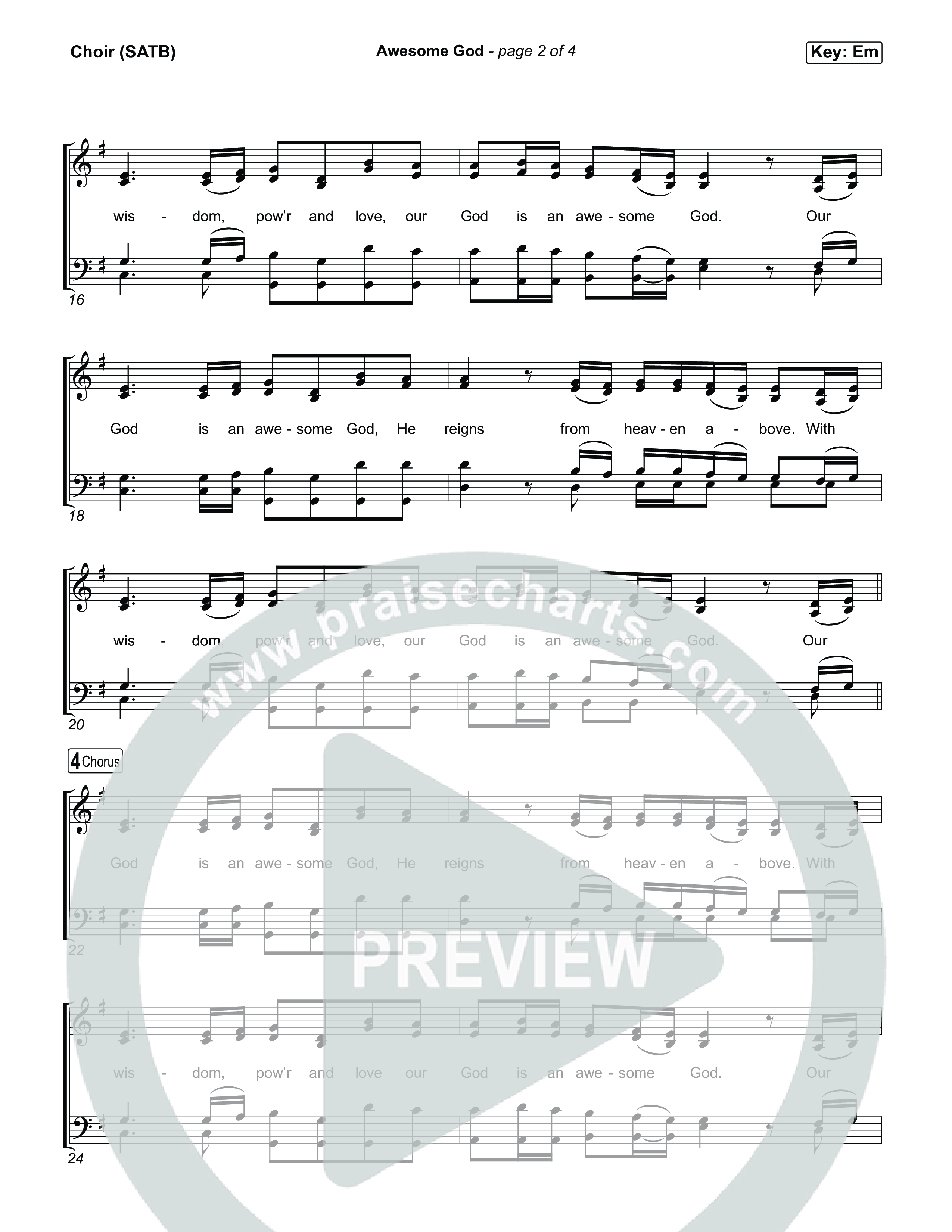 Awesome God Choir Sheet (SATB) (Michael W. Smith)