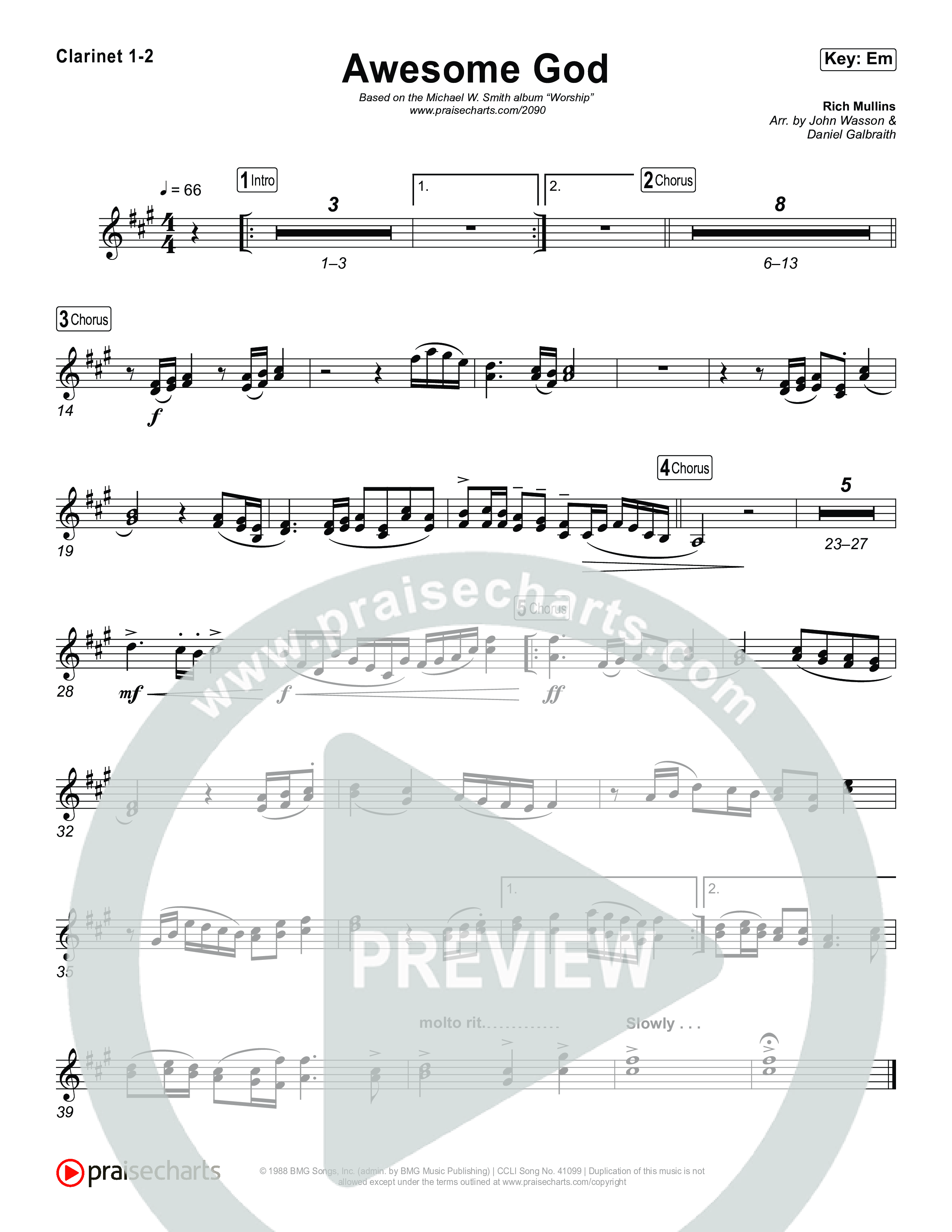 Awesome God Clarinet 1/2 (Michael W. Smith)