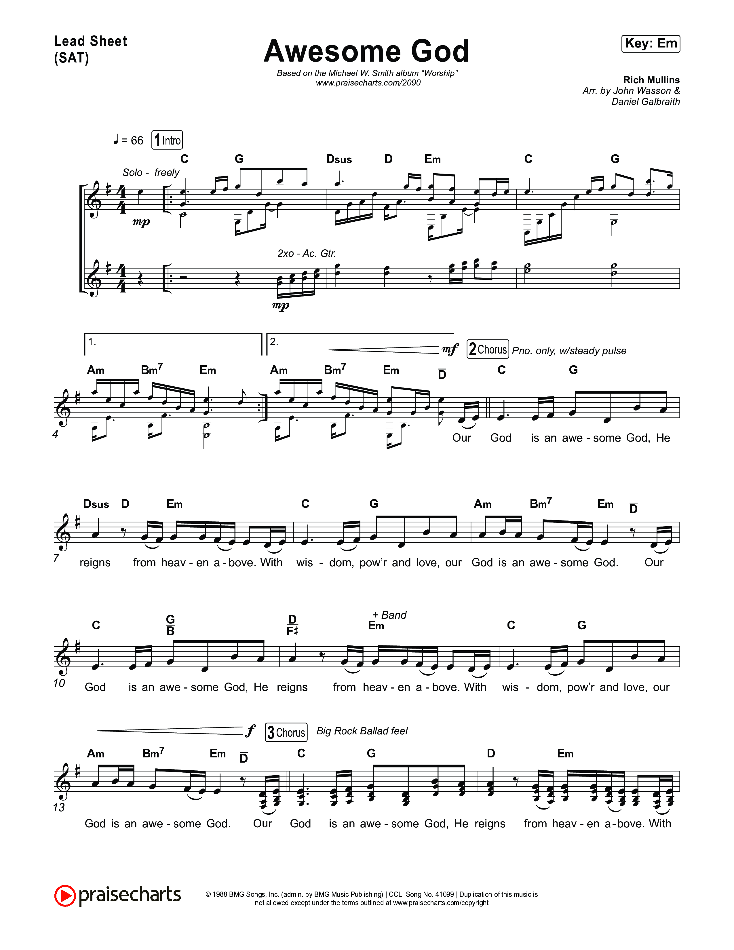 Awesome God Lead Sheet (SAT) (Michael W. Smith)