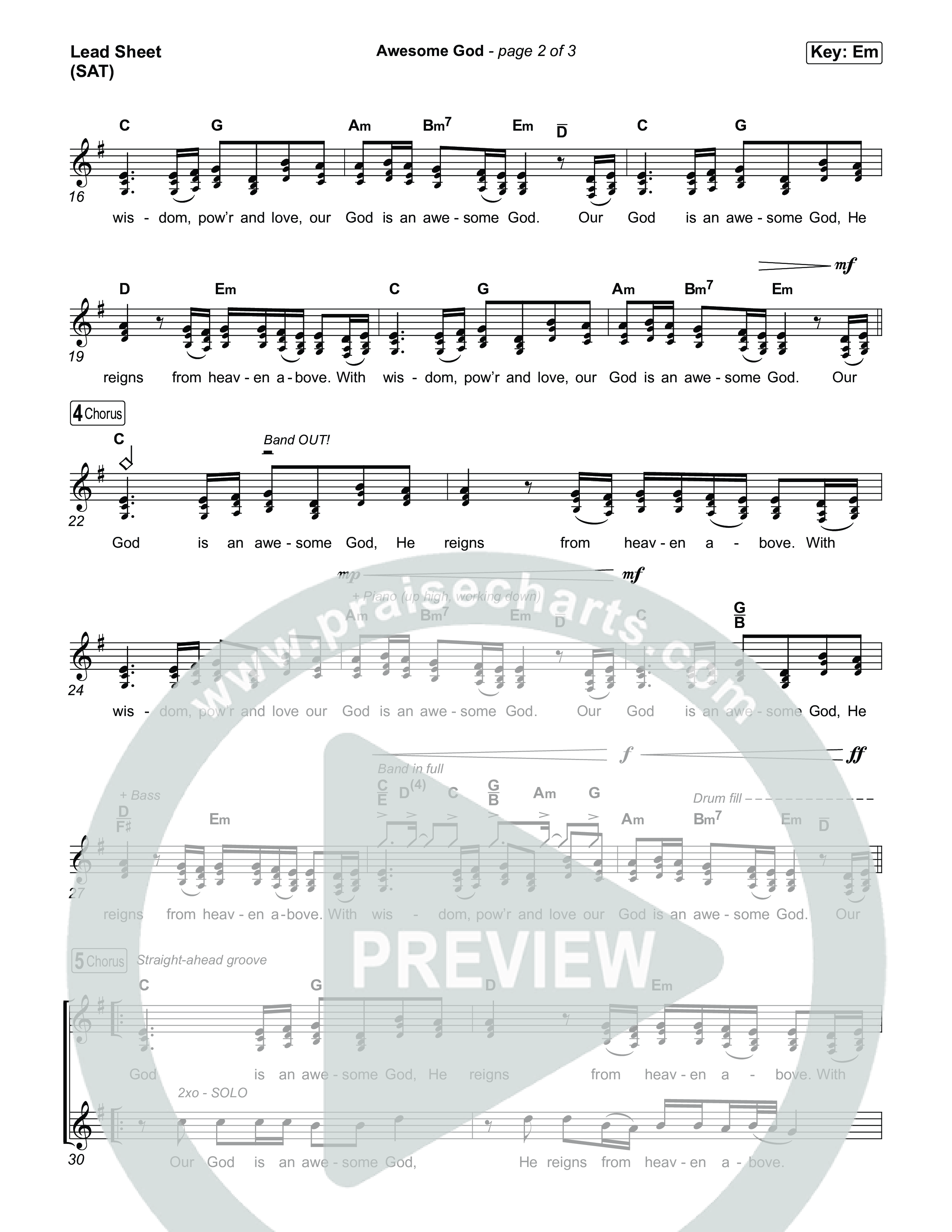 Awesome God Lead Sheet (SAT) (Michael W. Smith)