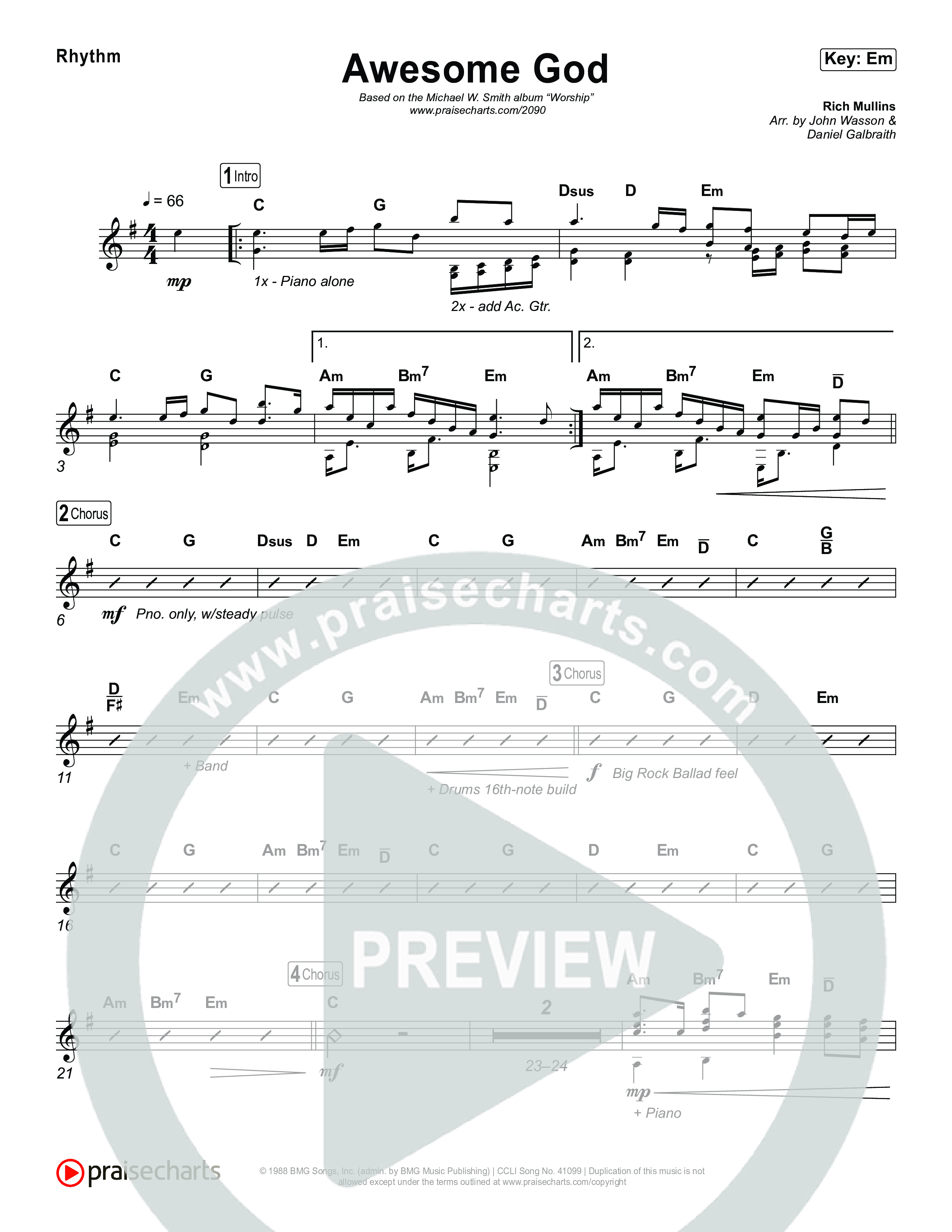 Awesome God Rhythm Chart (Michael W. Smith)