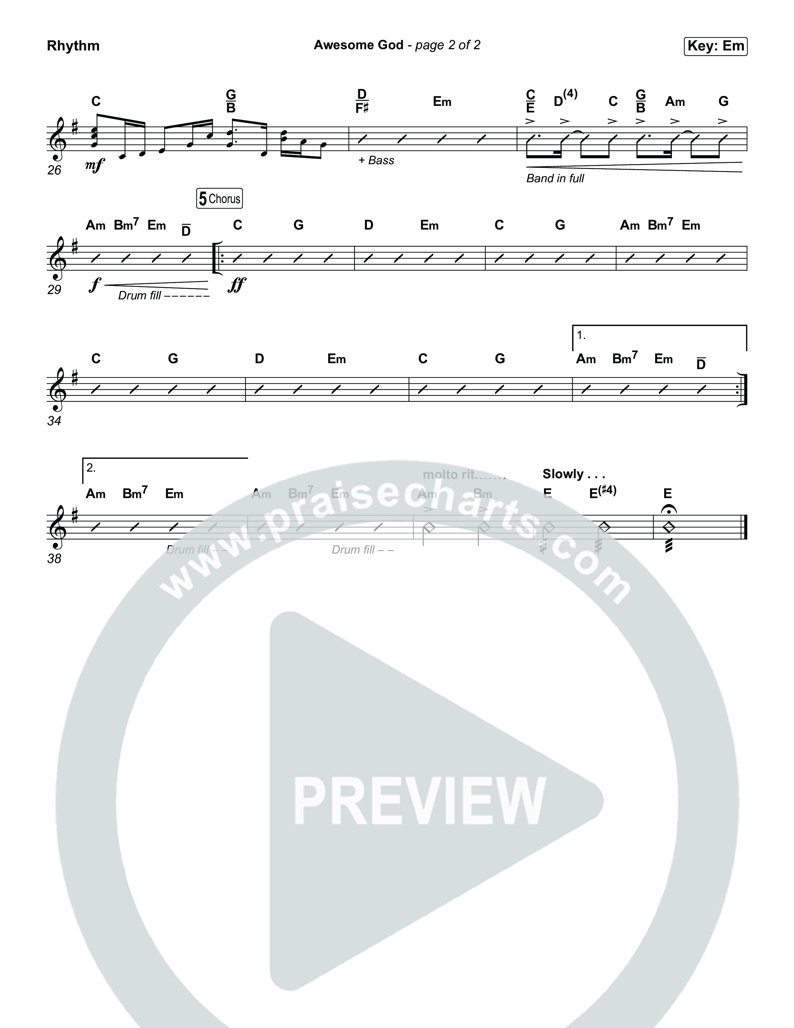 Awesome God Rhythm Chart (Michael W. Smith)