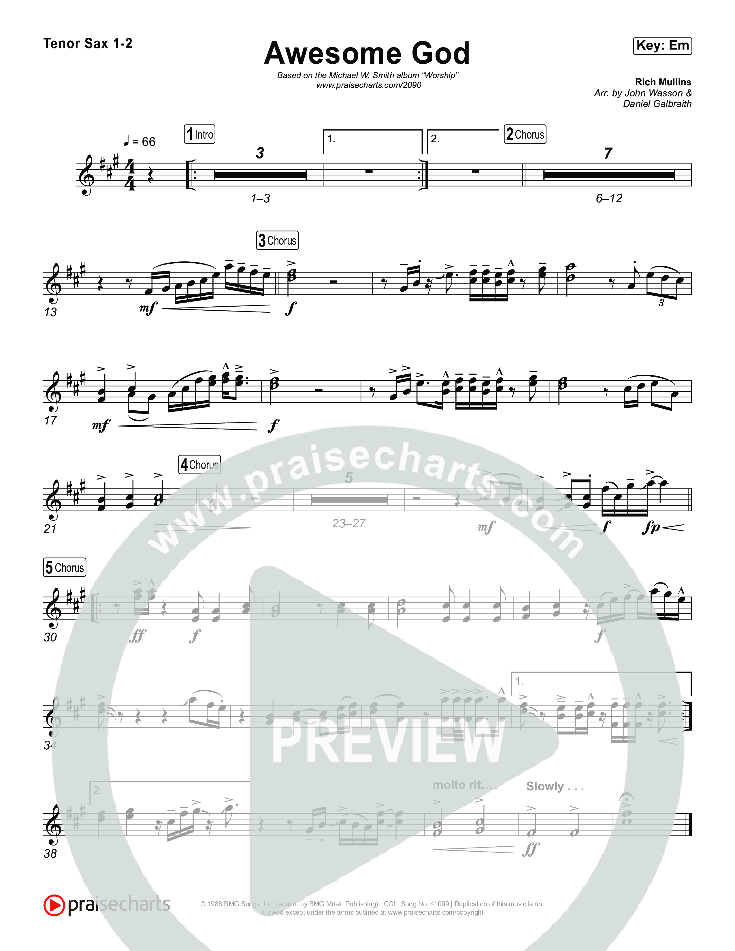 Awesome God Tenor Sax 1,2 (Michael W. Smith)