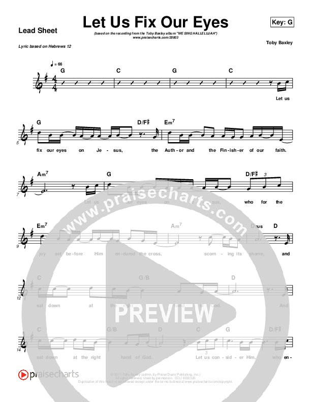 Let Us Fix Our Eyes Lead Sheet (Toby Baxley)