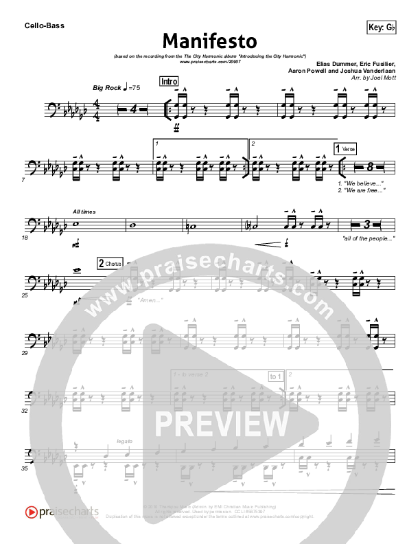 Manifesto Cello/Bass (City Harmonic)