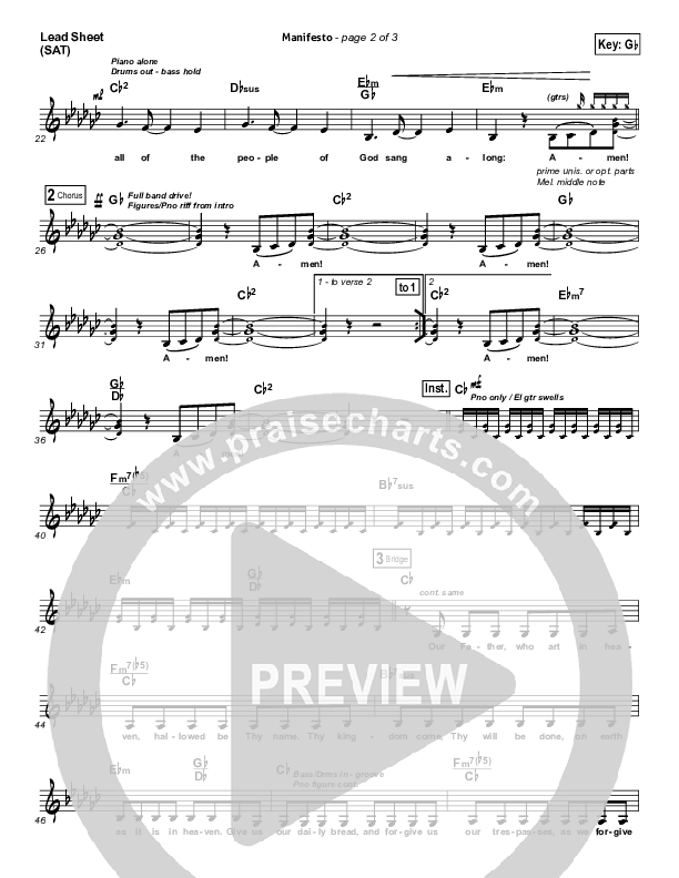 Manifesto Lead Sheet (SAT) (City Harmonic)