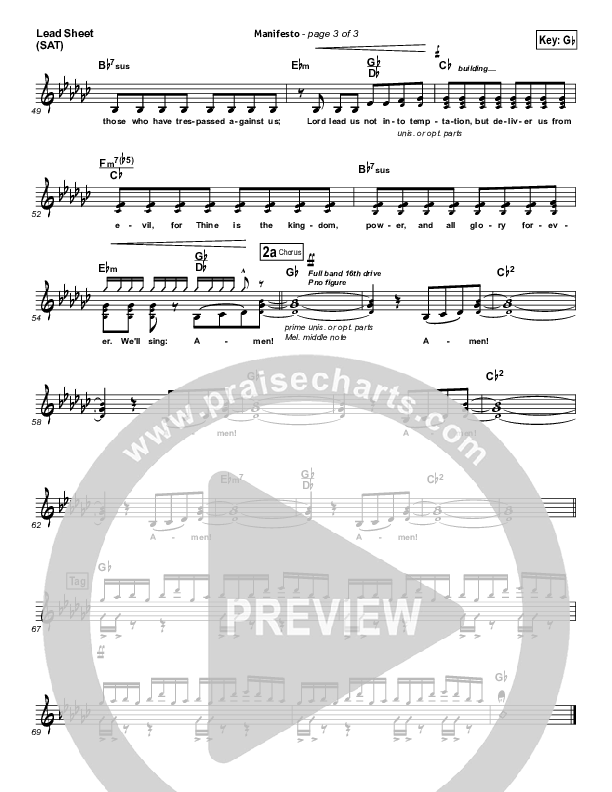 Manifesto Lead Sheet (SAT) (City Harmonic)