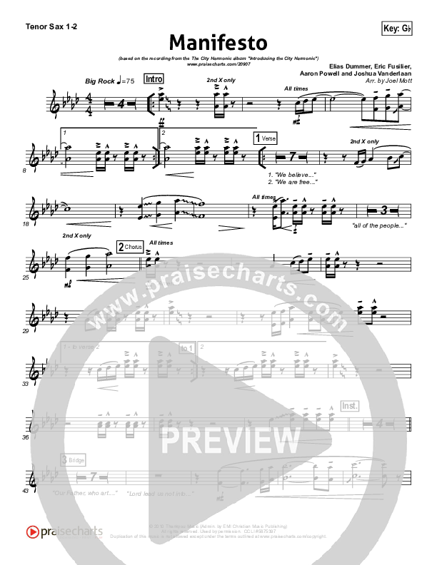 Manifesto Tenor Sax 1/2 (City Harmonic)