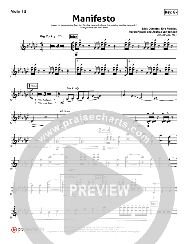 Manifesto Violin 1/2 (City Harmonic)