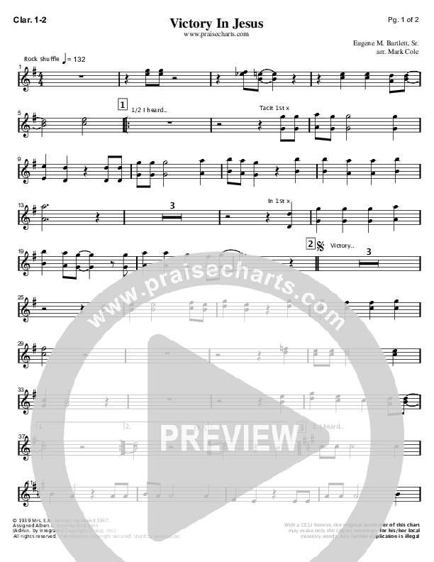 Victory In Jesus Clarinet 1/2 (Mark Cole)