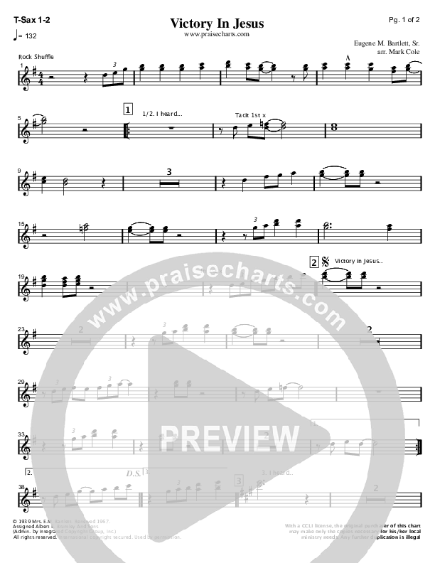 Victory In Jesus Tenor Sax 1/2 (Mark Cole)
